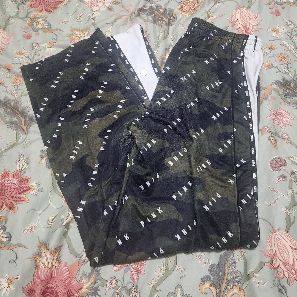 Pink Victoria's Secret Side Snap Pants Multi Color Camo Size Extra Small FINAL
